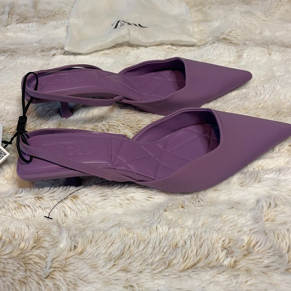 Zara Slingback Kitten-Heel Shoes in mauve purple size 39 - Picture 2 of 5